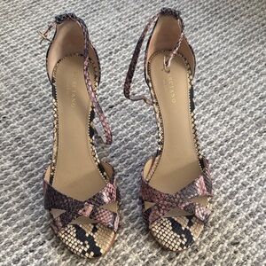 Marciano Snakeskin Strappy Sandals - Pink and Black
